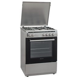 Aragaz pe Gaz Vortex VO1802 4 Arzatoare Cuptor 65L cu Grill Iluminare Interioara 60CM Inox