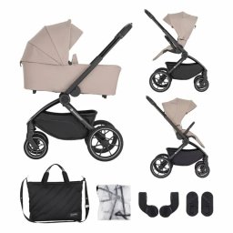 Carucior Copii Petite&Mars 2in1 Scout Cu Landou Pliabil Reversibil Spatar si Suport de Picioare Reglabile in 3 Pozitii Max 22Kg 0Luni+ Crem Cappuccino