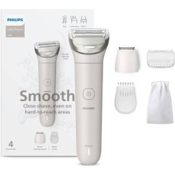Aparat de ras Philips Aparat de ras electric pentru femei, fara fir PHILIPS BRL147/00, umed si uscat, autonomie: 120 minute, 4 accesorii, lumina led, cap de ras flexibil, cap pentru tuns zona inghinala, culoare mov