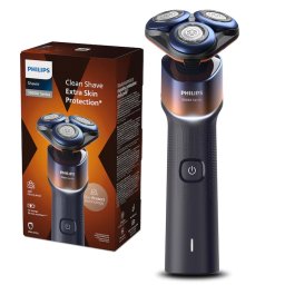 Aparat de ras Philips Aparat de ras PHILIPS Seria 5000 X5012/00, barbierit umed/uscat, tehnologie SkinProtect, capete flexibile 360, 50 de min, lame ComfortCut, Crom/Portocaliu