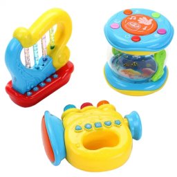 Set Jucarii Bebelusi Mappy Trompeta Harpa Si Toba Cu Lumini Si Sunete