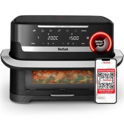 Friteuza Dubla Tefal Easy Fry Flex Infrared EY9288E0 2700W Capacitate 9L Tehnologie InfraHeatâ¢ Temperatura Ajustabila 40-200Â°C 7 Programe Gatire pe 2 Zone Display Digital Oprire Automata Negru & Argintiu