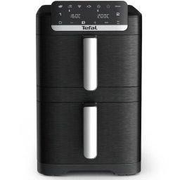 Friteuza Dubla Tefal Easy Fry Crispy Stack EY7528E0 2700W Capacitate 10L Temperatura Ajustabila 7 Programe 2 Compartimente Display Digital Negru