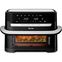 Friteuza Dubla Tefal Easy Fry Flex EY9228E0 2700W Capacitate 9L 7 Programe Automate Mod Sync Oprire Automata Negru&Argintiu