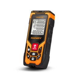 Telemetru Laser Handy 60m cu Calcul Suprafata si Volum Ruleta Laser Profesionala cu Ecran 2inch Precizie Â±2mm Portocaliu
