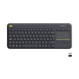 Tastatura Wireless Logitech K400 Plus, USB, Touchpad integrat, Negru