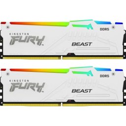Kit Memorie RAM Kingston Fury Beast White RGB Intel XMP 3.0/AMD EXPO KF560C30BWEAK2-32, 32GB, DDR5-6000MHz, CL30, Dual Channel