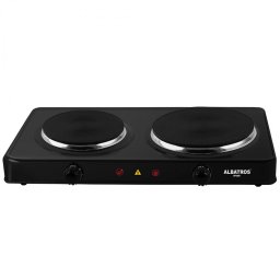 Plita AP26B,2 arzatoare, 2500 W, Protectie la supraincalzire, Butoane termostat, Negru