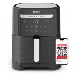 Friteuza Air fryer 2 în 1 cu aer cald și grătar Tefal Easy Fry & Grill XXL EY801815 , 8 programe, 6.3 L, 2 zone de gătire, înveliș antiaderent, negru