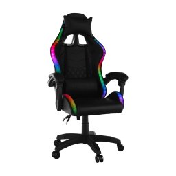 Scaun de birou/joc cu iluminare led rgb, negru, mafiro
