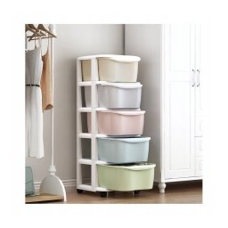 Dulap organizator din plastic, 5 sertare depozitare, model multicolor, JollyMag, PO10, 97x38x37 cm