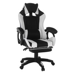 Scaun de birou/joc cu iluminare led rgb, negru/alb, jovela
