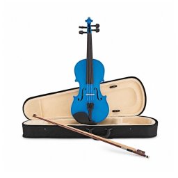 Vioara Clasica pentru Copii si Incepatori 1/8 DEPOX®, 43 cm, Lemn, Arcus, Cutie de Transport si Sacaz, Albastra