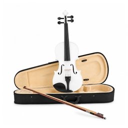 Vioara Clasica pentru Copii si Incepatori 1/8 DEPOX®, 43 cm, Lemn, Arcus, Cutie de Transport si Sacaz, Alba