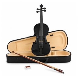 Vioara Clasica pentru Copii si Incepatori 1/8 DEPOX®, 43 cm, Lemn, Arcus, Cutie de Transport si Sacaz, Negru