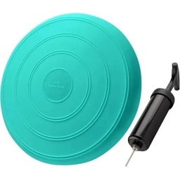 Everest Fitness perna de echilibru ortopedica gonflabila, Ø33 cm, 150 kg, pompa inclusa, turcoaz - Verificat A · Re-Bloom