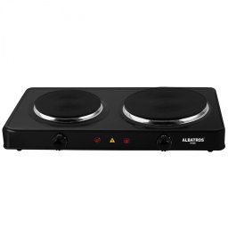 Plita electrica Albatros AP26B, 2 arzatoare, 2500 W, Protectie la supraincalzire, Butoane termostat, Negru