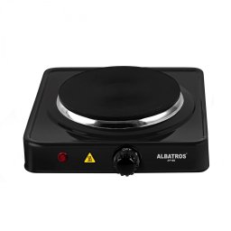 Plita electrica Albatros AP16B, 1 arzator,1500 W, Buton termostat, Negru
