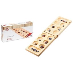 Joc de strategie Mancala Cayro, tabla din lemn, 48 pietre naturale