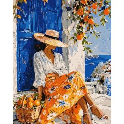 Set pictura pe numere, cu sasiu, Frumusetea siestei in Italia, 40x50 cm