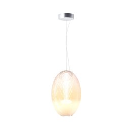Pendul Bruma MOD397PL-L19CH2.7K — LED 19W, sticlă albă, metal crom