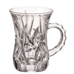 Set 6 Cesti Ceai Cristal Bohemia Armudu Pinwheel 120 ml