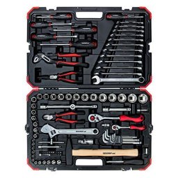 Gedore Red tool and socket set 1/4 "+ 1/2", 100-piece, tool set (red / black, with Shift-creaking, SW 4mm - 32mm)