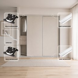 Pachet complet culisare pentru dressing sifonier cu 2 usi, SCIVO 85, L=2000 mm, finisaj aluminiu