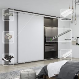 Pachet complet culisare pentru dressing sifonier cu 2 usi, SCIVO 80, amortizare inclusa, L=2000 mm, finisaj aluminiu