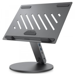 Suport cu Hub Spigen LD204H pentru Laptop max. 15.6inch, Gri AMP08885