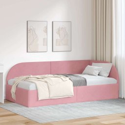Cadru de pat coltar cu headboard Roz 80 cm x 200 cm tesatura GartenMobel Dekor