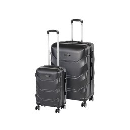 Set valize Leziter TraveLux Max VI cu roti 360°, ABS, negru (cabina + mare)