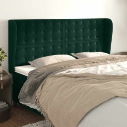 Tablie pat cu aripioare verde închis 163x23x118/128 cm catifea GartenMobel Dekor