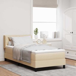 Pat cu arcuri cu perna cu headboard Crem 190 x 90 cm tesatura GartenMobel Dekor