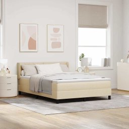 Pat cu arcuri cu headboard Manual Crem 200 x 160 cm tesatura GartenMobel Dekor