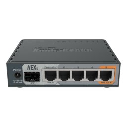 Router MikroTik hEX S RB760iGS cu 5 porturi Gigabit, SFP si PoE Out