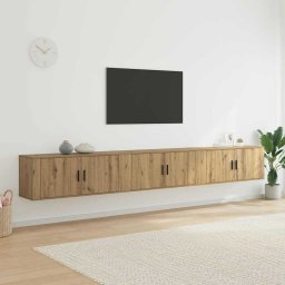 Set Dulap TV montat pe perete Pe perete 3 pcs Stejar Artizanal GartenMobel Dekor