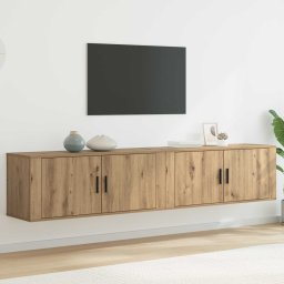 Set Dulap TV montat pe perete Pe perete 2 pcs Stejar Artizanal GartenMobel Dekor