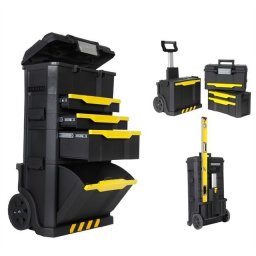 Atelier mobil Stanley cu sertare, cutii detasabile si roti 490x870x350 mm