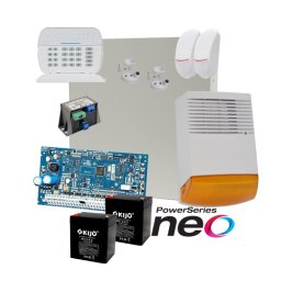 Kit alarma anti-efractie DSC NEO cu sirena exterioara si 2 senzori