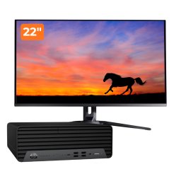 Pachet PC Second Hand HP EliteDesk 800 G6 SFF cu monitor 22 inch, i5-10500