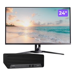 Pachet PC second hand HP EliteDesk 800 G6 SFF i5-10500, 8GB, SSD 256GB, monitor 24