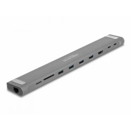 Docking Station Delock USB Type C la HDMI 4K60Hz / USB 3.2 Gen 1 / LAN / SD / PD 3.0 Gri