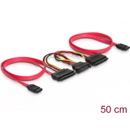 Cablu Delock Date + Alimentare SATA 2x HDD Rosu
