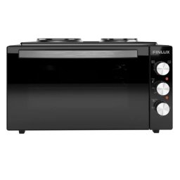 Cuptor electric cu plite Finlux FMC-4545BS, 1600 W, 45 l, 2 ochiuri, Geam dublu, Iluminare, Interior emailat, Negru