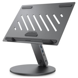 Suport Rotativ pentru Laptop cu Hub 2x USB, 3x Type-C, HDMI - Ugreen (LD204H) - Silver