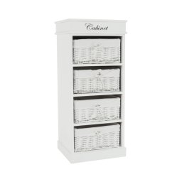 Comodă cu 4 sertare (coşuri), alb, blanco