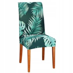 Husa pentru scaun, marime universala, poliester si spandex, verde cu model floral