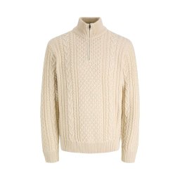 JACK & JONES Pulover Jprblucallum Cable Half Zip 12299947 13-0908 TCX parchment