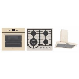 Pachet 33P Pyramis Cuptor + Plita + Hota Incorporabil Clasa A Sticla Bej